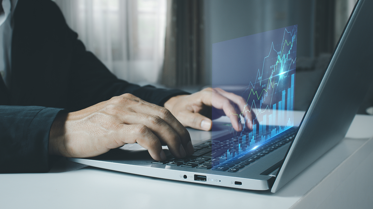 Digital dashboard displaying complex data visualizations and charts